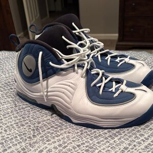 White and Blue Athletic Sneakers